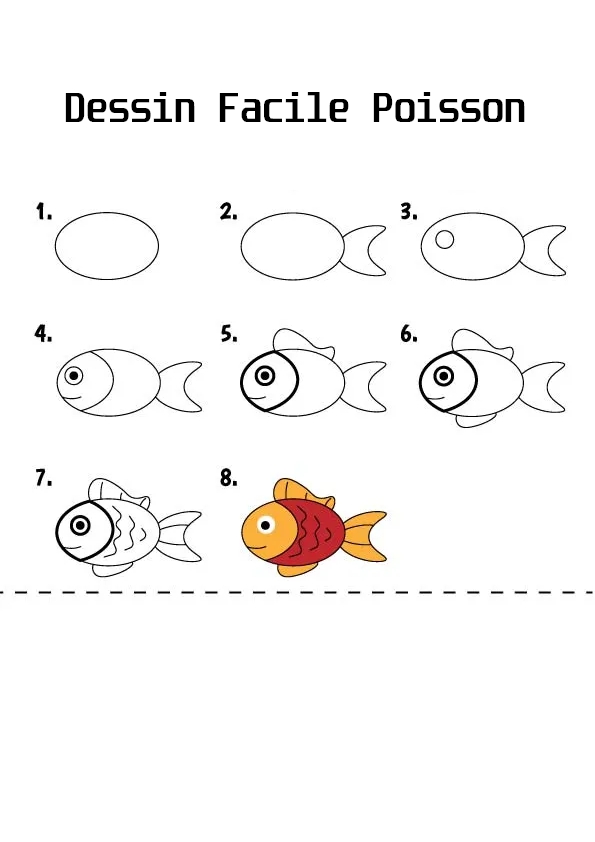 dessin facile de poisson pour les enfants
